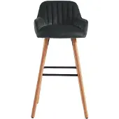 Vente-unique Barhocker - Samt & Buche - Schwarz - ELEANA