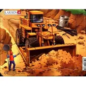 Larsen Mini Rahmenpuzzle aus Pappe für Kinder mit Konstruktions-Motiv, 18,3 x 14,3 cm