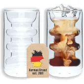 Intirilife Thermo Kaffee Tee Glas 260 ml Rillen Style