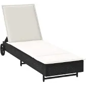 vidaXL Sonnenliege mit Rollen und Auflage Schwarz Poly Rattan
