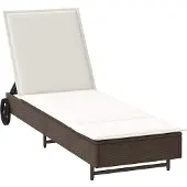 vidaXL Sonnenliege mit Rollen und Auflage Braun Poly Rattan