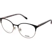 Fossil 7041 Unisex-Brille inkl. Gläser Vollrand Panto Metall-Gestell 52/17/145, schwarz