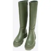 WITTCHEN Damen-Lederstiefel mit dicker Sohle und Reißverschluss, dunkelgrün