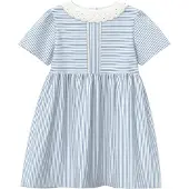s.Oliver Webkleid mit Kragen Ringel, blau | weiss, 74