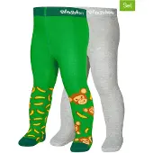 Playshoes Strumpfhose Affe 2er Set in Grün/Grau | Gr.: 110/116