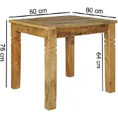 Wohnling Esszimmertisch WL5.077 Braun 80 x 80 x 76 cm Mango Massivholz Landhaus Esstisch Massiv Tisch für Esszimmer Quadratisch Küchentisch für 4