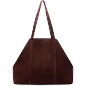 Manfield Bordeauxroter Veloursleder-Shopper | Größe Onesize