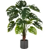 Creativ Green künstliche Pflanze Split Philodendron im grauen Kunststofftopf, 100cm