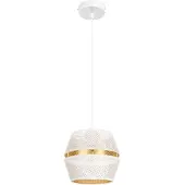 Licht-Erlebnisse Pendelleuchte Metall E27 D: 20 cm rund H: max. 90 cm in Weiß Gold