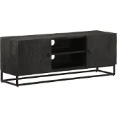 vidaXL TV-Schrank Schwarz 110x30x40 cm Massivholz Mango und Eisen