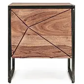 Bizzotto Nachttisch Egon aus Akazienholz, modernes Design, Natur, Push-to-Open, 45 cm breit