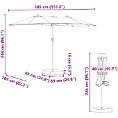 vidaXL Garten-Sonnenschirm Taupe 385 x 209 x 244 cm Polyester