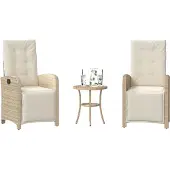 vidaXL 3-tlg. Bistro-Set mit Kissen Beige Poly Rattan
