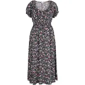 Apricot Druckkleid "Midi-Kleid" mit zierlichem Blumenmuster