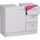 Wohnling Bad Waschbecken Unterschrank 54 x 63 x 30 cm 1 Tür 3 Schubladen weiß