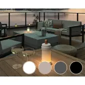 Sompex ALVA Tischleuchte Sand, Ø 7,5 cm, H 18,5 cm, Akku, dimmbar, Kerzenschein, IP65, 2200-4000K