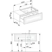 Keuco Edition 11 Waschtischunterbau 1050 x 350 x 535 mm rechts (705 mm Öffnung) mit 1 Auszug - Anthrazit Glas / Lack Matt - 31154110000