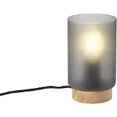 QAZQA Moderne Tischleuchte Holz mit mattgrauem Glas - Umbra