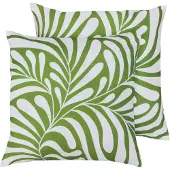 Oviala Business Set mit 2 quadratischen Polyesterkissen 45x45x8 cm weiß und olivgrün