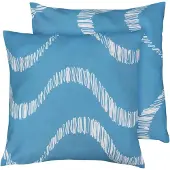 Oviala Business Set mit 2 quadratischen Polyesterkissen 45x45x8 cm weiß und hellblau