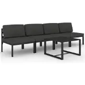 vidaXL 5-tlg. Garten-Lounge-Set mit Kissen Aluminium Anthrazit