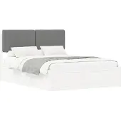 vidaXL Bettgestell mit gepolstertem Kopfteil Dunkelgrau 90 x 200 cm