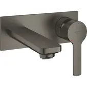 GROHE Lineare 2-Loch Waschtischbatterie, Wandmontage, Ausladung 149mm, 19409AL1, Farbe: Hard graphite gebürstet