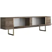 Vente-unique TV-Möbel mit 2 Türen - Dunkel-Natur & Gold - ZIRELDA