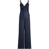 Vera Mont Jumpsuit "Jumpsuit mit Glanzeffekt", Damen, Gr. 42, EURO, blau (dunkelblau, dunkelblau), Obermaterial: 95% Polyester PES. 5% Elasthan EL., Overalls Jumpsuit