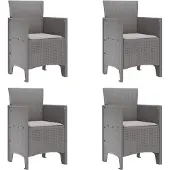 vidaXL Möbel Gartenstühle mit Kissen 4 Stück Hellgrau Poly-Rattan - Gartenstühle 847485