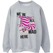 Disney Frauen/Damen Alice im Wunderland Alle verrückt hier Sweatshirt (Sport grau)