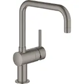 GROHE Minta, Ziehen, Gebürsteter Stahl, Graphit, Hebelgriffe, Einzelbild, 1/2", Type U