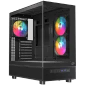 Einarex EXCS-PR-500R-B, Midi Tower, PC, Schwarz, ATX, micro ATX, Mini-ITX, Stahl, Gehärtetes Glas, Gaming