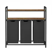 Songmics Wäschesammler mit 3 herausnehmbaren Taschen, mit Ablage, Bad und Waschküche BLHB35213B01