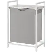 Songmics Wäschekorb, Wäschesammler mit Ablage, Wäschesack BLHB35101W03