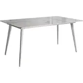 Beliani Gartentisch Weiß Sinterstein-Platte Marmor Optik Rechteckig 160x90 cm mit Weißem Metallgestell Moderner Outdoor Esstisch für 6 Personen