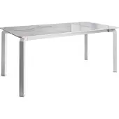 Beliani Gartentisch Weiß Sinterstein-Platte Marmor Optik Rechteckig 180x90 cm mit Weißem Metallgestell Moderner Outdoor Esstisch für 8 Personen