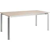 Beliani Gartentisch Beige Sinterstein-Platte Travertin Optik Rechteckig 180x90 cm mit Weißem Metallgestell Moderner Outdoor Esstisch für 8 Personen