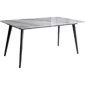 Beliani Gartentisch Grau Sinterstein-Platte Marmor Optik Rechteckig 160x90 cm mit Schwarzem Metallgestell Moderner Outdoor Esstisch für 6 Personen