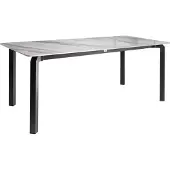 Beliani Gartentisch Grau Sinterstein-Platte Marmor Optik Rechteckig 180x90 cm mit Schwarzem Metallgestell Moderner Outdoor Esstisch für 8 Personen
