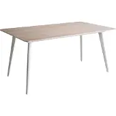 Beliani Gartentisch Beige Sinterstein-Platte Travertin Optik Rechteckig 160x90 cm mit Weißem Metallgestell Moderner Outdoor Esstisch für 6 Personen