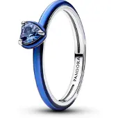 Pandora ME 193088C03-58 Blauer Chakra Herz Ring - Silber - Emaille - Kristall - Blau - Gr. 58