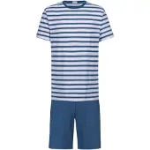 Mey Kurzer Pyjama Serie Sky Stripes Hague Blue | Größe S