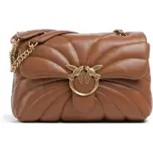 Pinko Leder Umhängetasche Schultertasche Love Puff Classic CL Sheep Nappa Quilt Brown - Lion - Antique Gold braun