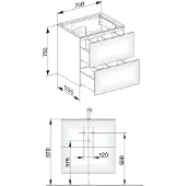 Keuco Edition 11 Waschtischunterbau 700 x 700 x 535 mm mittig mit 2 Auszüge - Anthrazit Glas / Lack Matt - 31342110000