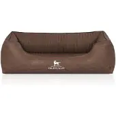 Knuffelwuff Orthopädisches Hundebett Columbia aus laser-gestepptem Kunstleder M-L 85 x 63cm Braun