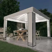 vidaXL Pavillon mit Doppeldach & LED-Lichterkette 3x3 m Weiß , Pavillons & Partyzelte Design 2024