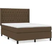 Syfax Boxspringbett mit Matratze Dunkelbraun 140x200 cm Stoff