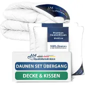 AM Qualitätsmatratzen Premium Daunen Ganzjahres Bettdecken- & Kissen Made in Germany 220x240cm