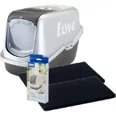 Savic Katzentoilette Nestor Impression Love schwarz-silber